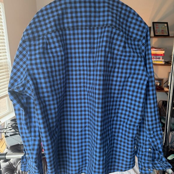 Men's Wrinkle-Free Ultrasoft Brushed Cotton Shirt, Long-Sleeve, Arctic Blue XL - Picture 2 of 3